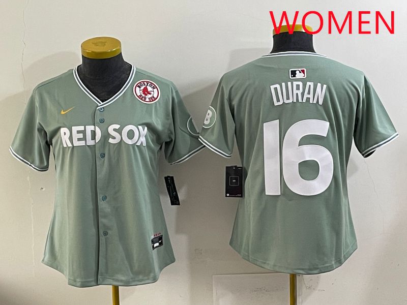 Women 2025 Boston Red Sox #16 Duran Light Green Joint Name Nike MLB Jersey style 9